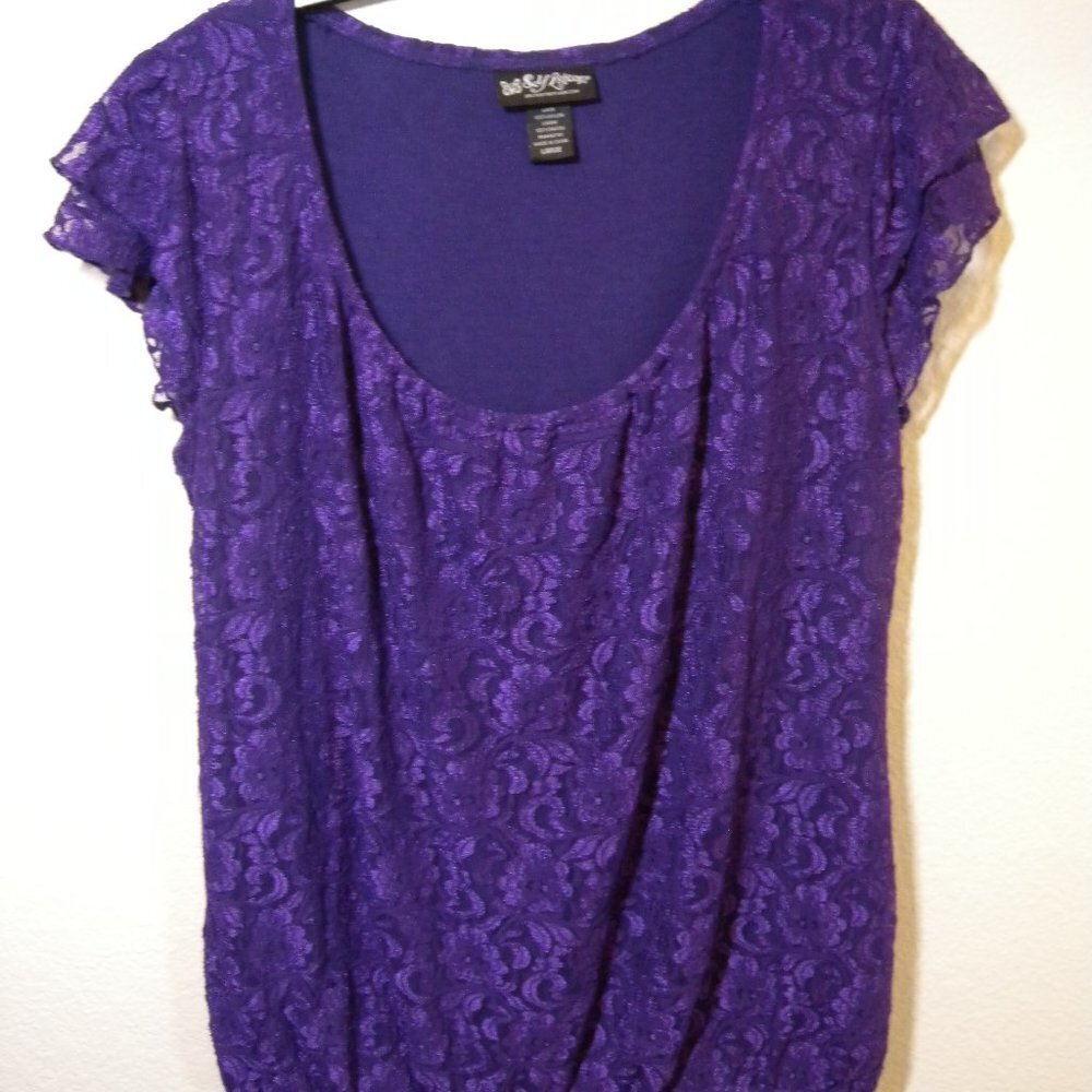 Self Esteem Woman's Purple Lace Top SZ L